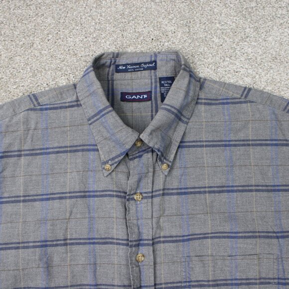 GANT Shirt Mens XLT Gray/Blue New Haven Oxford 100% Cotton Long Sleeve Button - Picture 6 of 13